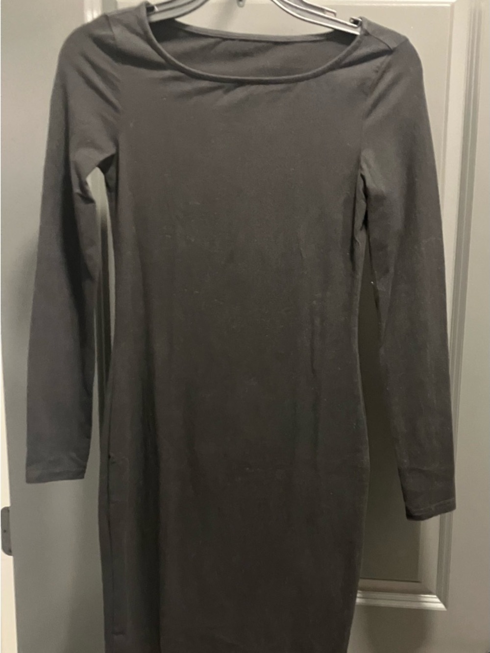 SHEIN Black Long Sleeve Bodycon Midi Dress
